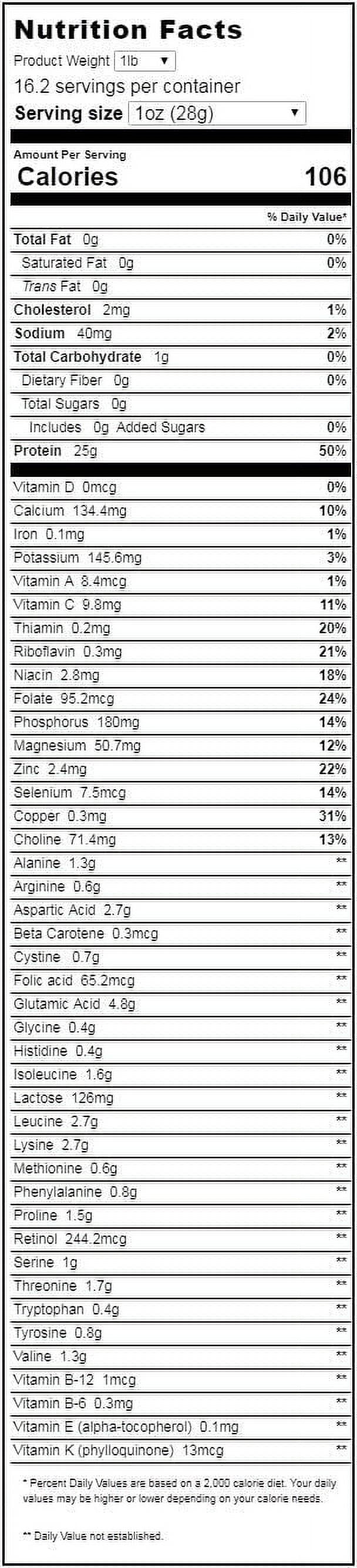 Whey Protein Powder Isolate, Unsweetened Protein Powder Enriched with Vital Proteins for Weight Loss, 100% Pure, Gluten Free, Non GMO, Kosher, 1 Lb