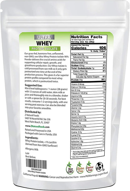 Whey Protein Powder Isolate, Unsweetened Protein Powder Enriched with Vital Proteins for Weight Loss, 100% Pure, Gluten Free, Non GMO, Kosher, 1 Lb